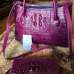 Gorgeous Pijushi Designer Leather Croc Plum Purse